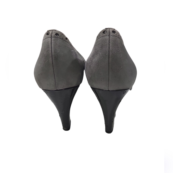 Franco Sarto women's suede leather upper silver Buckle heeled pumps, 7.5M - Picture 4 of 14